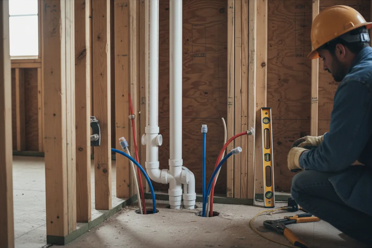 Drain and supply rough-in during Drain Cleaning in Broadalbin